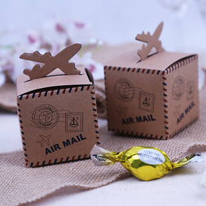 Boîtes à bonbons en papier kraft en forme d'avion, thème voyage, boîte à bonbons avion, boîte cadeau pour mariage, <span class=keywords><strong>anniversaire</strong></span> d'enfants, faveur de fête - Product Image 4