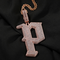 Pendentif lettre P en or massif UWIN Capital CZ, collier avec initiale glacée, bijoux hip-hop pour rappeur, prêt à être expédié