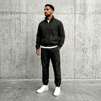 Survêtement cargo streetwear pour homme avec logo personnalisé, tissu de qualité supérieure, veste zippée, pantalon jogger, coupe classique, léger, printemps