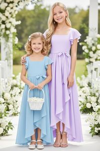 Wyxis – <span class=keywords><strong>robe</strong></span> de demoiselle d'honneur à manches courtes pour adolescentes, en mousseline de soie, à fleurs, pour fête de mariage, <span class=keywords><strong>robe</strong></span> de cérémonie - Product Image 5