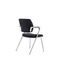 Chaise de bureau ergonomique rembourrée en tissu pour visiteurs, avec base chromée et accoudoirs fixes, idéale pour les conférences et la formation (vente en gros)