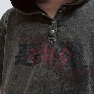 Sudadera con Capucha Corta de Verano para Mujer, 100% Algodón, Estilo Vintage, Lavado Y2K, Estampado Digital, Orejas de Cuerno - Product Image 6
