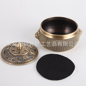 Quemador de Incienso Extra Grande de Latón Tejido con Orejas de León y Base Plana, para Uso Doméstico, Quemador de Incienso de Sándalo, Ceremonia del Té - Product Image 4