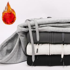 Autumn Winter Large Size <b>Men's</b>/Women's Casual <b>Cardigan</b> Sweater 100% Cotton Fleece-Lined Hooded Jacket with Front Zipper - Product Image 4