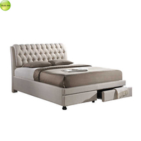 Hôtel de luxe californien moderne velours plate-forme complète simple Doiuble Twin King Queen Size cadre de lit avec 2 tiroirs lit doux B1013