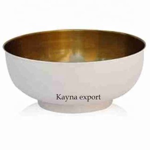 White & Gold Finished Disposable Metal Bowl-Modern Luxury Design Business Gift <b>for</b> Food Serving <b>Decorative</b> Bowl <b>Kitchen</b> Use Bowl - Product Image 1