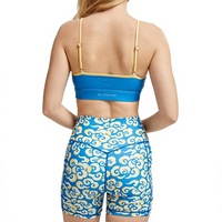Shorts de yoga et de cyclisme sans couture à taille haute, imprimés sur mesure, avec empiècements en maille florale sur le devant, séchage rapide, respirants, pour le fitness et l'entraînement en salle de sport