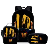 Lot de 3 pièces de dessin animé 3D pour joueur de football, sac à dos de cadeau idéal pour les garçons et les filles, sac à déjeuner, porte-crayon pour les adolescents, ordinateur portable