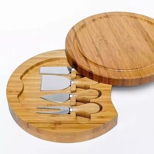 Ensemble cadeau <span class=keywords><strong>de</strong></span> couteaux avec logo personnalisé, petite assiette rotative ronde <span class=keywords><strong>de</strong></span> <span class=keywords><strong>Noël</strong></span>, <span class=keywords><strong>plateau</strong></span> à charcuterie tout-en-un en bambou avec couvercle - Product Image 1