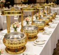 Neuer Restaurant-Speisenwärmer für Catering und Hochzeiten, 9L Chafing Dish aus Edelstahl, Goldener Hängender Buffet-Speisenwärmer für Gastronomie