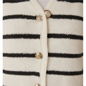 <span class=keywords><strong>Gilet</strong></span> en laine à rayures contrastées <span class=keywords><strong>noir</strong></span> <span class=keywords><strong>et</strong></span> <span class=keywords><strong>blanc</strong></span>, boutons métalliques, élégant <span class=keywords><strong>et</strong></span> confortable, pour femme, printemps-été, décontracté, OEM ODM - Product Image 2