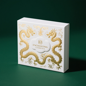 Emballage de boîte de cosmétiques de soin de la peau de maquillage de luxe personnalisé boîte cadeau magnétique blanche boîte de papier de carton recyclable avec logo en feuille d'or - Product Image 4
