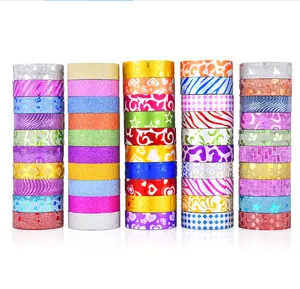 ของขวัญการ์ดตกแต่งกำบังตกแต่งกาว Glitter Washi เทปกระดาษ