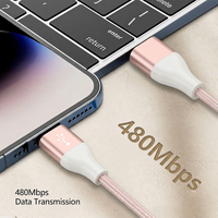 Kabel USB C 2.0 Pengisian Cepat Premium Nylon USB A ke USB C