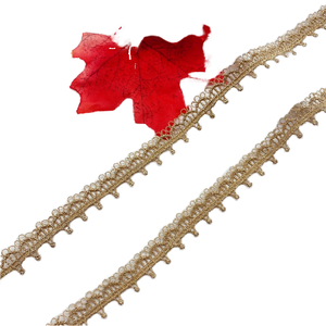 Encaje Bordado con Código de Barras Pequeño Unisex, Hilo Dorado, Accesorios Lolita para Negocios, Diseño Floral Soluble en Agua, Tela 100% Poliéster - Product Image 1