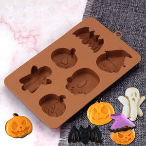 Khay khuôn làm bánh silicon 6 ngăn hình mặt nạ bí ngô Halloween dùng làm kẹo, bánh ngọt, sô cô la tự làm - Product Image 6