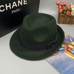 Sombrero Fedora de Fieltro de Lana Verde para Hombre, Estilo Retro Británico, Formal, para Otoño e Invierno, Ideal para la Playa - Product Image 6