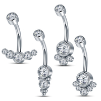 Lingchee acier inoxydable haltère balancent nombril Piercing boucle d'oreille à filetage interne nombril anneaux lunette ensemble rond CZ bijoux