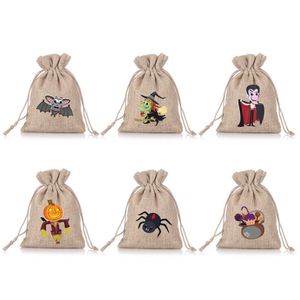 Bolsa de Regalos para Fiesta de Halloween con Logotipo Personalizado, Linda Bolsa con Cordón de Calabaza, Vampiro y Bruja, Bolsa de Arpillera, Lino y Yute para Niños, Dulces y Regalos - Product Image 3