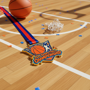 Medalla de Oro Personalizable para Campeonato de Baloncesto, Premio de Esmalte con Cordón a Rayas para Eventos Deportivos - Product Image 2