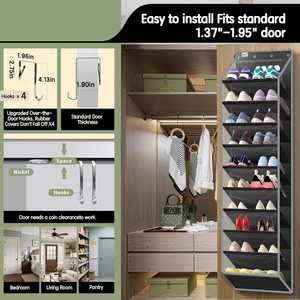 10 Tier Space Saving Heavy Duty Hanging <b>Storage</b> <b>Rack</b> Over the Door Organizer Holds 20+ Pairs of Footwear Boots Sneakers - Product Image 3