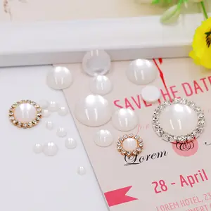 High Quality Half Round Pearl Earrings Jewelry Konjac Plastic Round Abs Pearls Beads For Pearl Hoops