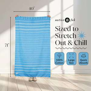 Serviette de Plage Turque en Coton Extra Large à Séchage Rapide, Légère, Douce, Super Absorbante et Résistante au Sable - Product Image 5