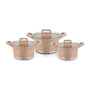Hot selling 6 piece cast aluminum ceramic marble non stick cookware sets kitchen pot cooking pot set cook ware cookware sets
