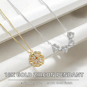 Collier Pendentif en Acier Inoxydable Plaqué Or avec Zircon, Trèfle à Quatre Feuilles, Chaîne à Maillons en Forme de Cœur, Bijoux Minimalistes pour Femmes - Product Image 2