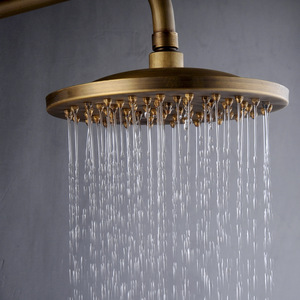 Juego de Ducha Redondo de Estilo Europeo Antiguo, Montado en la Pared, con Cabezal de Ducha de Lluvia y Rociador Superior, Acabado Cepillado, Sin Fuente de Alimentación - Product Image 3