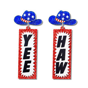 Pendientes Colgantes Personalizados de Acrílico con Purpurina para Mujer y Niña, Estilo Vaquero, para Conciertos, Discoteca, Joyería, Nashville, Howdy, Yeehaw - Product Image 1