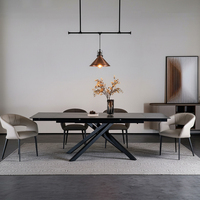 Ensemble de table à manger rectangulaire rétractable en céramique avec pieds en acier au carbone, prix de gros