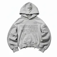 Sweat-shirt à capuche surdimensionné vintage effet vieilli 450 GSM personnalisé pour le streetwear – Vente en gros OEM