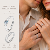 Bagues de couple tressées pour elle et lui en argent sterling 925 avec moissanite couleur D VVS1, trois pierres assorties, pour la promesse et le quotidien, bijoux fins