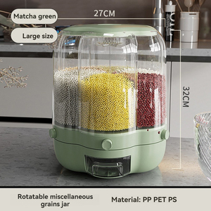 Organizador de Cocina Hermético para Almacenamiento de Arroz, Recipiente de Plástico Giratorio para Alimentos, Grano a Granel, Cereal, Arroz, Cubo Dispensador en Caja de Especias - Product Image 6