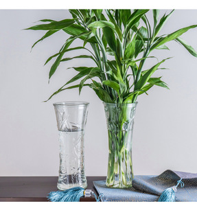 30cm de altura transparente hoja de bambú girasol sarga tulipán de <span class=keywords><strong>cristal</strong></span> en relieve florero de <span class=keywords><strong>cristal</strong></span> decoración hogar boda decoración jarrones - Product Image 6