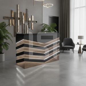 Escritorio de recepción de madera moderno ajustable para hoteles, salas de estar, supermercados, centros comerciales de belleza Spas - Product Image 3