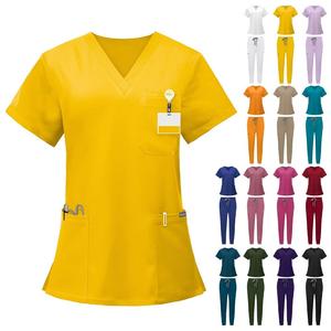 Nuevo conjunto quirúrgico multifuncional de tres bolsillos con pantalones largos y manga corta para enfermeras y anestesistas - Product Image 1