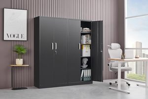 Uchance đen kim loại tủ tập tin với có thể khóa cửa & có thể điều chỉnh Kệ thép tổ chức cho nhà để xe, văn phòng hoặc nộp hồ sơ sử dụng - Product Image 5