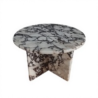 Table Basse en Marbre Naturel et Résine, Design Ferme, Écologique, Résistante au Feu et à l'Eau, Finition Polie, Plateau de Vanité