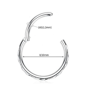 Acier chirurgical 316L or 24 carats PVD nez cerceau Daith boucle d'oreille CZ pavé de diamant coupé segment articulé oreille Cartilage hélice bijoux percés - Product Image 4