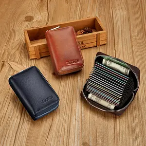 2022 New brown vintage purse men's Leather wallet simple Card bag Cowhide purse Christmas Gift wholesale supplier