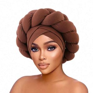 Turban africain extensible en polyester uni pour femmes, idéal pour l'extérieur - Product Image 2