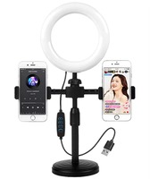 Anneau lumineux LED pour selfie de 6 pouces, rotation à 360°, bâton de selfie avec trépied pour diffusion en direct mobile, maquillage, photographie