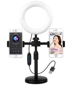 Anneau lumineux LED pour selfie de 6 pouces, rotation à 360°, bâton de selfie avec trépied pour diffusion en direct mobile, maquillage, photographie - Product Image 6