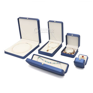 High-end Custom Logo Pink Ring Chain Package Boxes PU Leather Luxurious Velvet Necklace <b>Jewelry</b> <b>Box</b> - Product Image 3