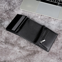 Porte-cartes de visite automatique à motif fibre de carbone pour homme, avec suivi GPS, portefeuille magnétique en métal et aluminium