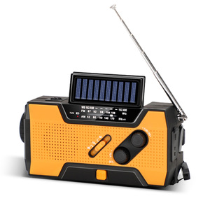 Radio solaire portable AM FM avec manivelle, batterie rechargeable intégrée, haut-parleur intégré, écran LCD pour utilisation en cas d'urgence - Product Image 1