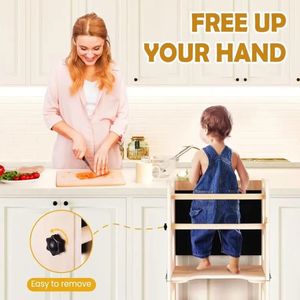 Cadre d'escalade d'intérieur pour enfants Montessori tour d'aide pliante pour tout-petits tour d'apprentissage en <span class=keywords><strong>bois</strong></span> <span class=keywords><strong>jouet</strong></span> de repose-pieds de <span class=keywords><strong>cuisine</strong></span> - Product Image 4