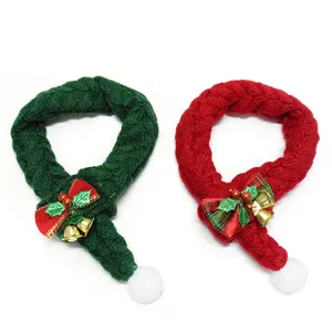 2024 новый шарф для собак и кошек и щенков аксессуары для шеи теплый костюм для рождественского праздника красный зеленый Рождественский вязаный шарф для домашних животных